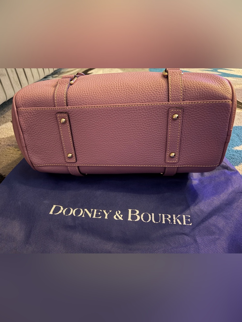 Dooney & Bourke Pebble Leather Satchel with soft Gold-Tone Hardware - Picture 3 of 7